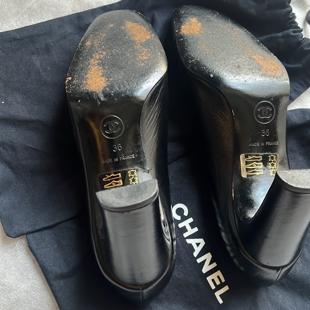 Authentic Chanel Heels Shoes - Black Size 36 Made in France - Picture 5 of 13